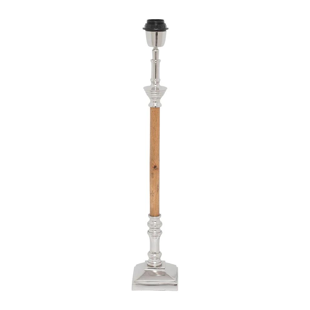 Côté Table Pied Lampe En Aluminium Et Manguier H60cm Argent - Chaveny 1 Côté Table Pied Lampe En Aluminium Et Manguier H60cm Argent - Chaveny