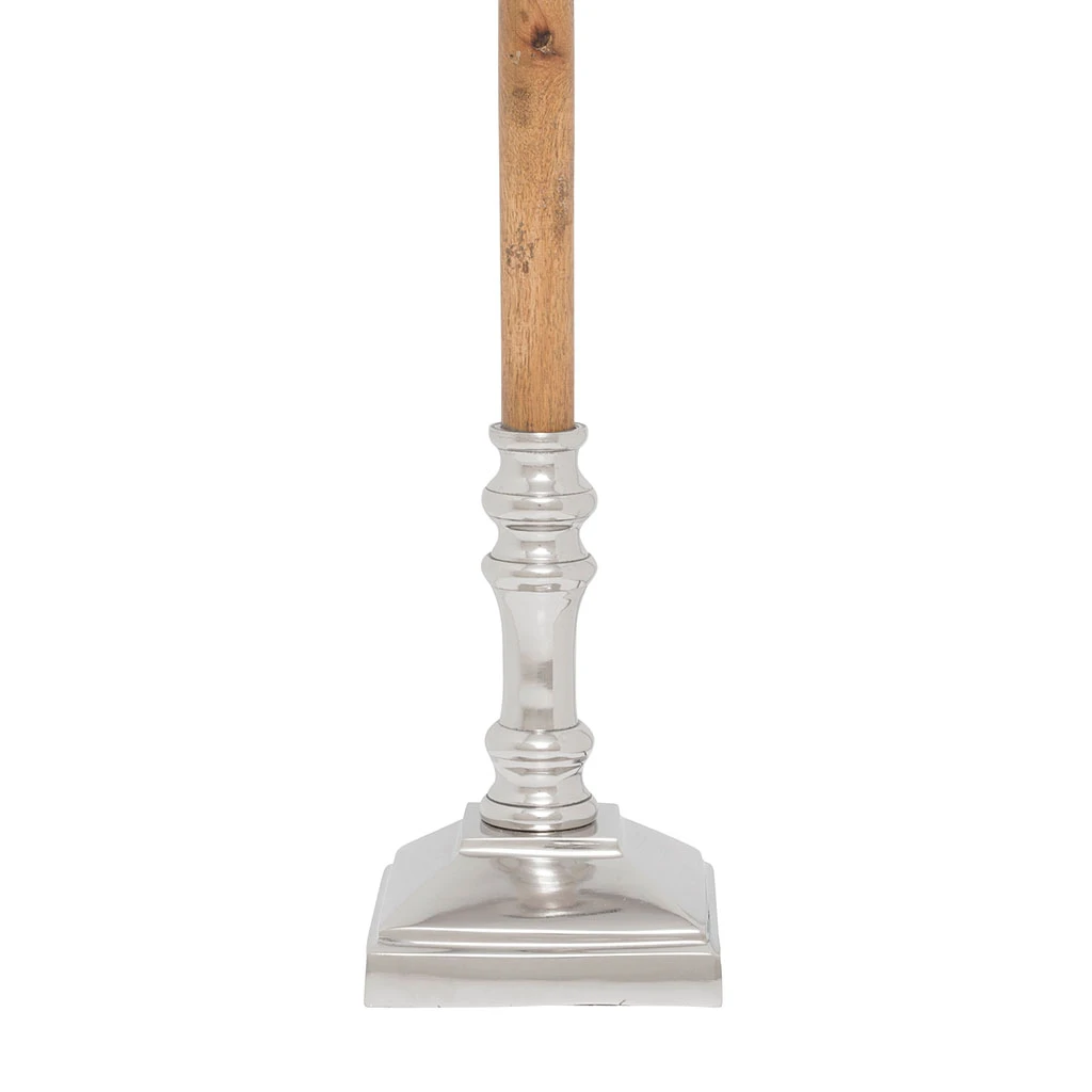 Côté Table Pied Lampe En Aluminium Et Manguier H60cm Argent - Chaveny 3 Côté Table Pied Lampe En Aluminium Et Manguier H60cm Argent - Chaveny – Image 3