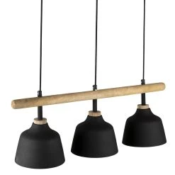 Côté Table Suspension 3 Feux En Fer Et Manguier L121cm Noir Mat - Ferese -Market Set Shop 35826 DET02 WEB