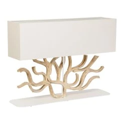 Côté Table Lampe En Bois De Vigne Et Lin Blanc H59cm - Coral -Market Set Shop 37640 DET02 WEB