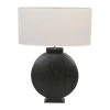 Côté Table Lampe En Céramique Et Lin H35cm Noir Et Naturel - Eissalet