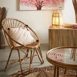 SEMA DESIGN Lampe Non électrifiée En Bambou Et Lin Naturel - Plaka -Market Set Shop 452c0 lampe en lin et bois