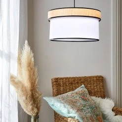 Corep Suspension En Raphia Et Coton D38cm Blanc - Cylindre -Market Set Shop 606622 FRN03 WEB