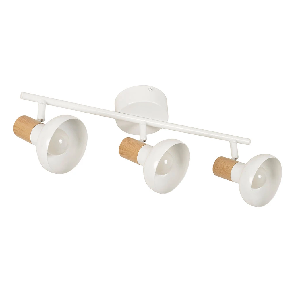 Corep Spot 3 Lumières En Métal Effet Bois Blanc - Alvar 1 Corep Spot 3 Lumières En Métal Effet Bois Blanc - Alvar