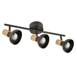Corep Spot 3 Lumières En Métal Effet Bois Noir - Alvar