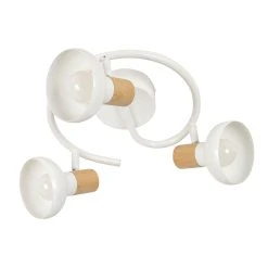 Corep Plafonnier 3 Lumières En Metal Effet Bois D27cm Blanc - Alvar