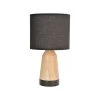 Corep Lampe Touch Métal Effet Bois Abat-jour En Coton Noir