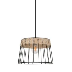 Corep Suspension En Métal Et Rotin D35cm Noir - Tambour