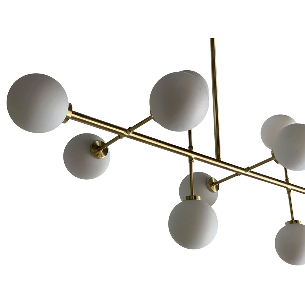 Opjet Suspension Edmond 10 Globes En Verre Opaline Doré 2 Opjet Suspension Edmond 10 Globes En Verre Opaline Doré – Image 2