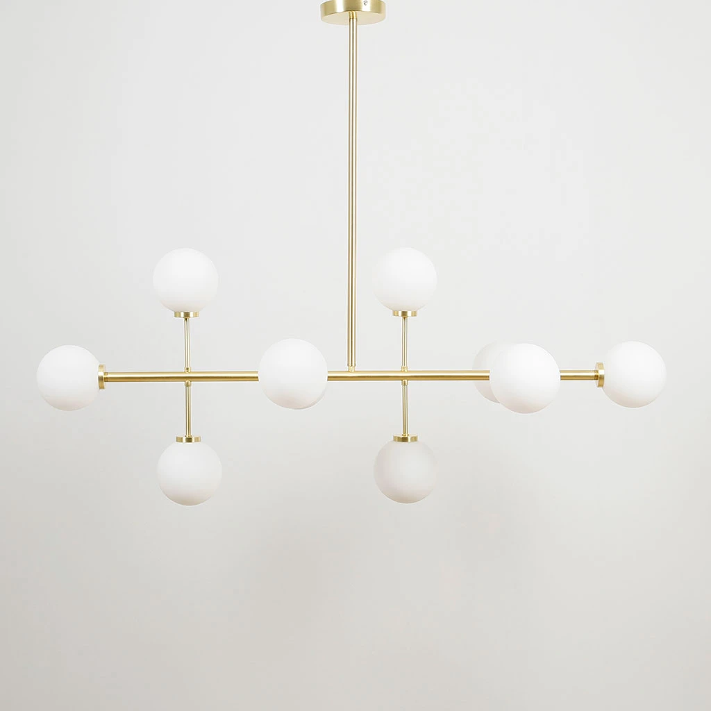 Opjet Suspension Edmond 10 Globes En Verre Opaline Doré 5 Opjet Suspension Edmond 10 Globes En Verre Opaline Doré – Image 5