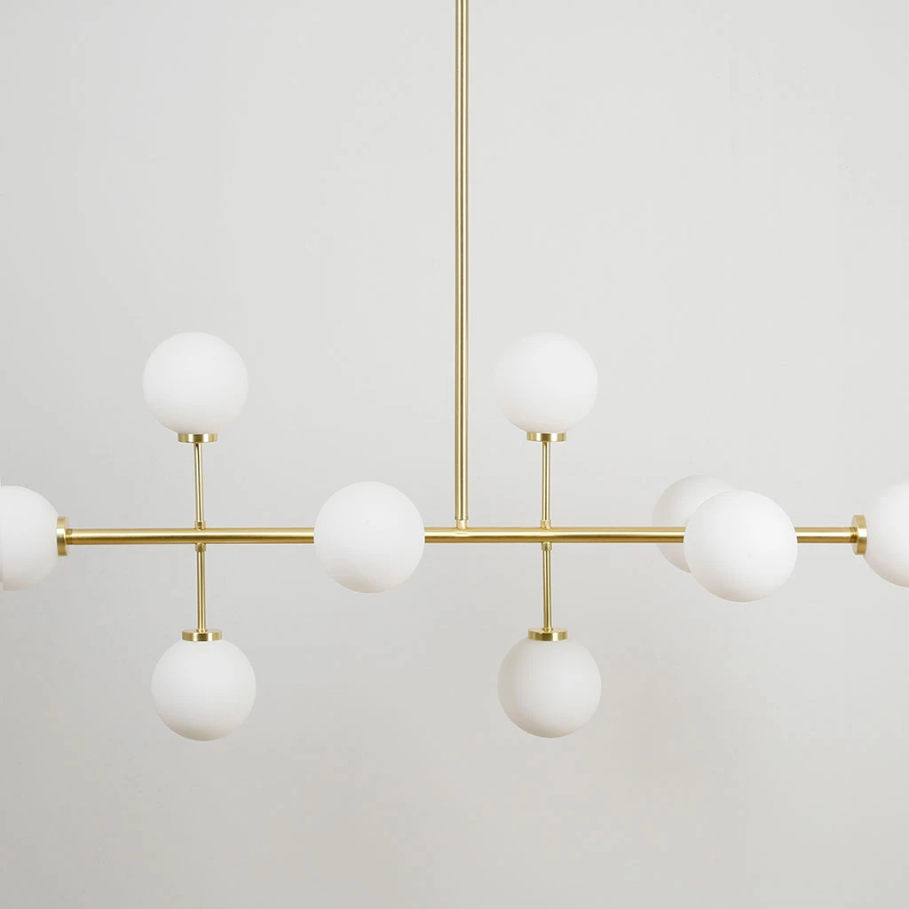 Opjet Suspension Edmond 10 Globes En Verre Opaline Doré 6 Opjet Suspension Edmond 10 Globes En Verre Opaline Doré – Image 6