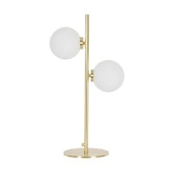 Opjet Lampe 2 Globes En Verre Opaline Doré - Edmond