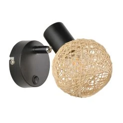 Corep Spot 1 Lumière En Metal Et Ficelle H18cm Noir - Malya