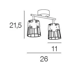 Corep Spot 2 Lumières En Metal Et Rotin Tresse H23cm Noir - Indah -Market Set Shop 613456 FRN04 WEB