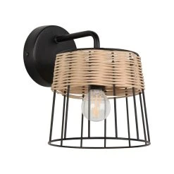 Corep Applique En Métal Et Rotin H20cm Noir - Indah