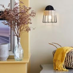 Corep Applique En Métal Et Rotin H20cm Noir - Indah -Market Set Shop 613465 FRN03 WEB