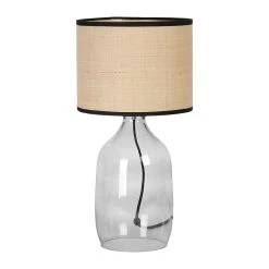 Opjet Lampe En Verre Et Raphia H40.5cm Smoke - Familiale