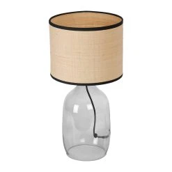 Opjet Lampe En Verre Et Raphia H40.5cm Smoke - Familiale -Market Set Shop 616080 DET01 WEB