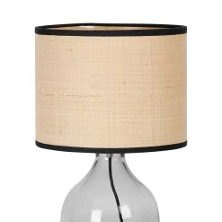 Opjet Lampe En Verre Et Raphia H40.5cm Smoke - Familiale -Market Set Shop 616080 DET03 WEB