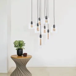 Market Set Suspension 8 Lumières En Verre Et Métal H147cm Noir - Ilo-ilo -Market Set Shop 620469 FRN03 WEB