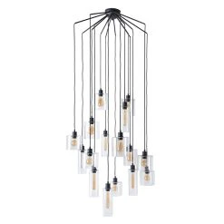 Market Set Suspension 15 Lumières En Verre Et Métal H191cm Noir - Ilo-ilo
