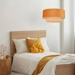 Corep Suspension En Raphia Et Velours D58cm Moutarde - Boheme -Market Set Shop 621005 FRN04 WEB