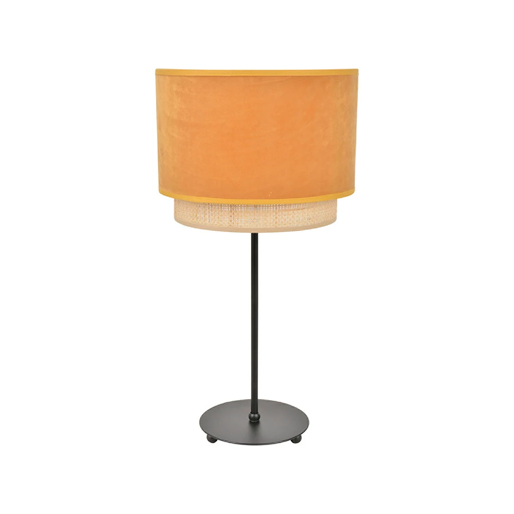 Corep Lampe En Raphia Et Velour H50cm Moutarde - Boheme 1 Corep Lampe En Raphia Et Velour H50cm Moutarde - Boheme