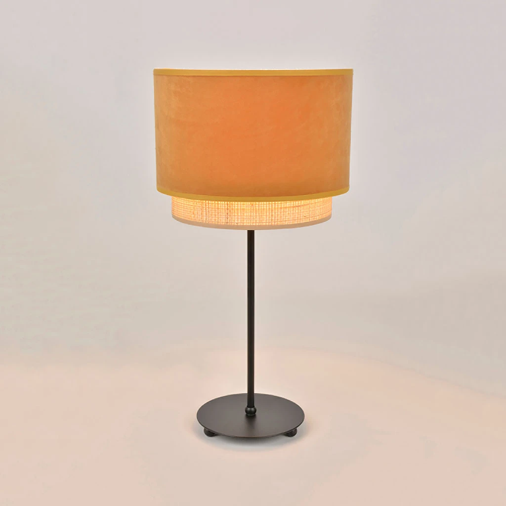 Corep Lampe En Raphia Et Velour H50cm Moutarde - Boheme 3 Corep Lampe En Raphia Et Velour H50cm Moutarde - Boheme – Image 3