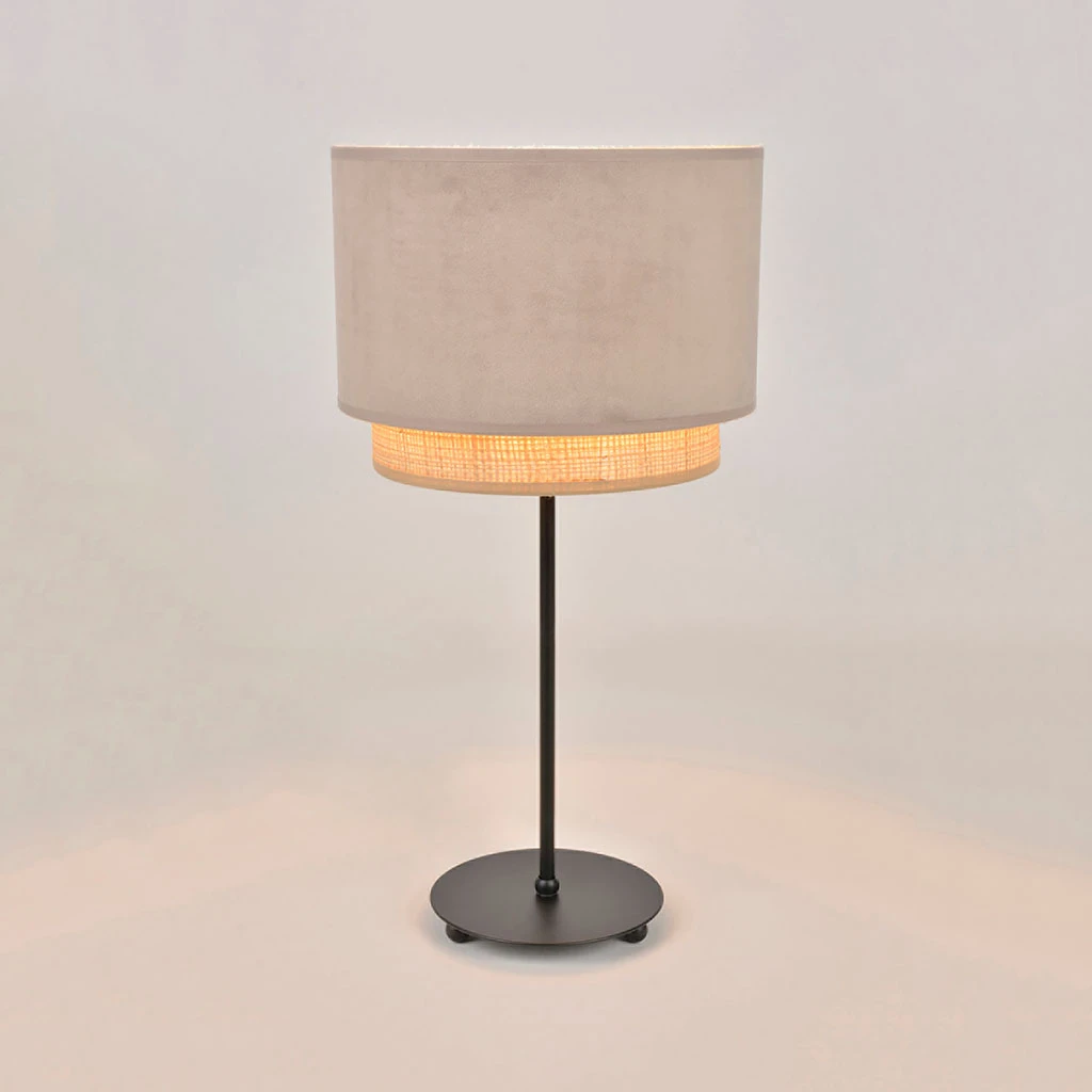 Corep Lampe En Raphia Et Velour H50cm Sable - Boheme 3 Corep Lampe En Raphia Et Velour H50cm Sable - Boheme – Image 3