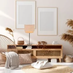 Corep Lampe En Raphia Et Velour H50cm Sable - Boheme 9 Corep Lampe En Raphia Et Velour H50cm Sable - Boheme -Market Set Shop 622506 FRN04 WEB