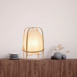 Corep Lampe En Papier Et Bambou H40cm Blanc - Akemi -Market Set Shop 622531 FRN04 WEB