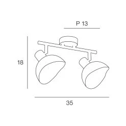 Corep Spot 2 Lumières En Métal H18cm Mat Noir - Iris -Market Set Shop 622558 FRN03 WEB