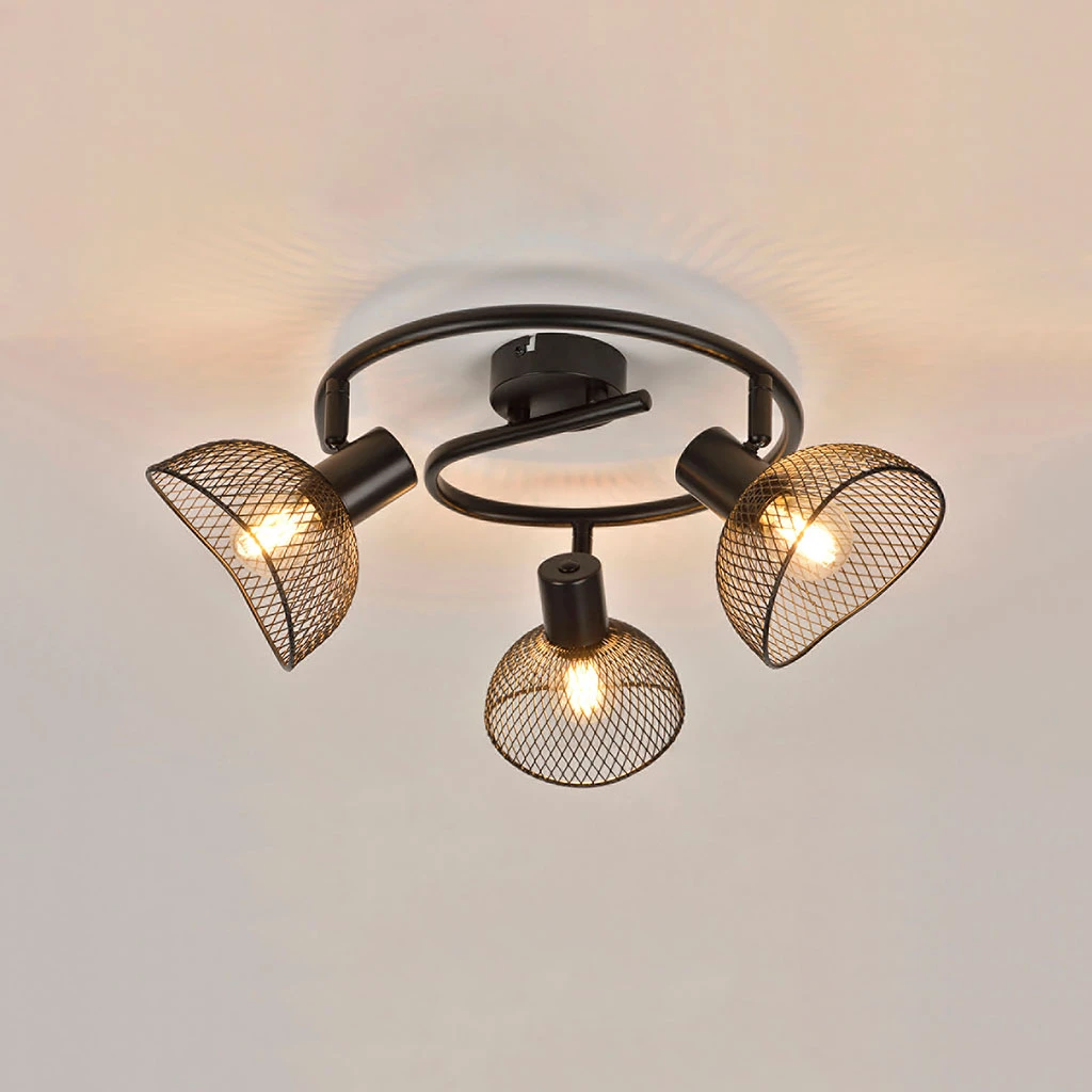 Corep Plafonnier 3 Lumières En Metal H18cm Mat Noir - Iris 2 Corep Plafonnier 3 Lumières En Metal H18cm Mat Noir - Iris – Image 2