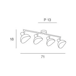Corep Spot 4 Lumières En Metal H18cm Mat Noir - Iris -Market Set Shop 622560 FRN03 WEB
