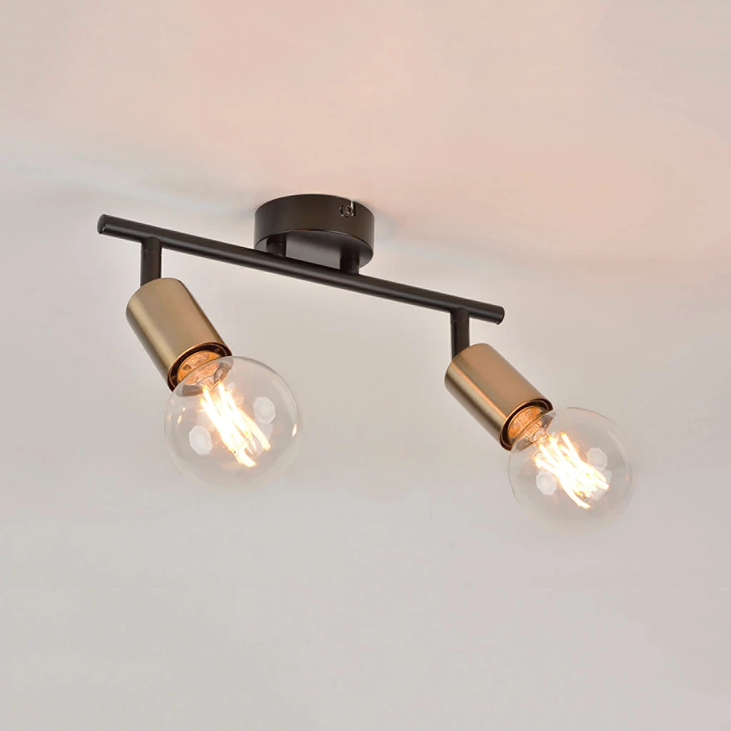 Corep Spot 2 Lumières En Métal Et Laiton H15cm Noir - Winston 2 Corep Spot 2 Lumières En Métal Et Laiton H15cm Noir - Winston – Image 2