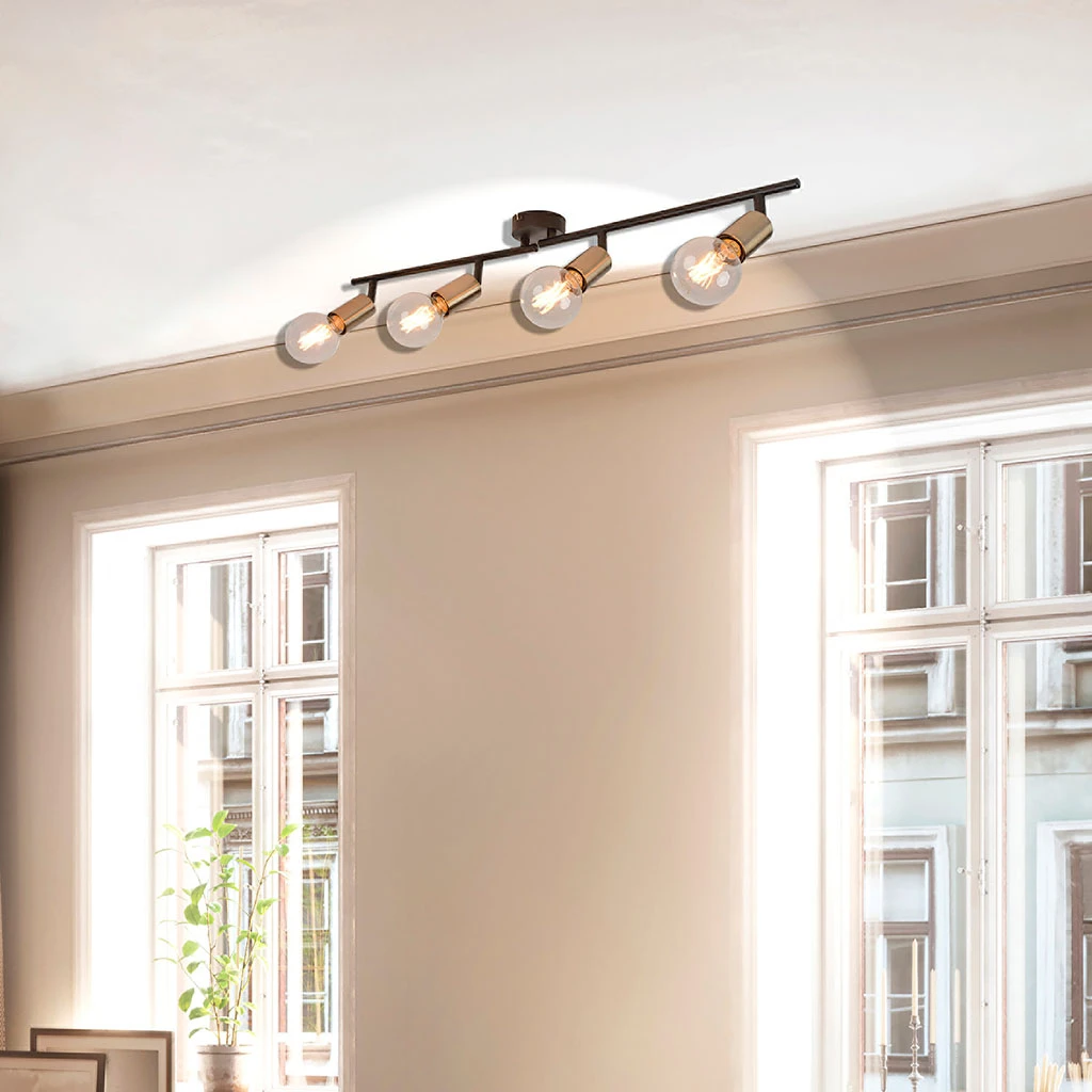 Corep Spot 4 Lumières En Métal Et Laiton L78cm En Métal Noir - Winston 4 Corep Spot 4 Lumières En Métal Et Laiton L78cm En Métal Noir - Winston – Image 4