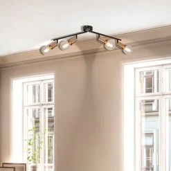 Corep Spot 4 Lumières En Métal Et Laiton L78cm En Métal Noir - Winston 10 Corep Spot 4 Lumières En Métal Et Laiton L78cm En Métal Noir - Winston -Market Set Shop 622564 FRN05 WEB