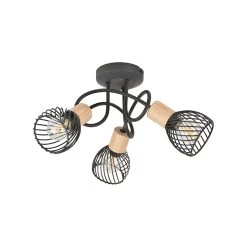 Corep Plafonnier 3 Lumières En Metal H21 Cm Mat Noir - Kento