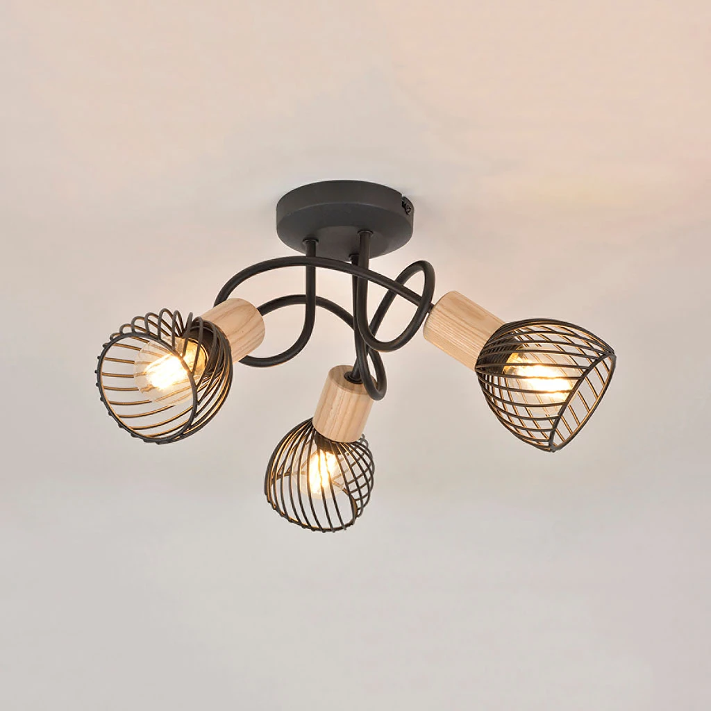 Corep Plafonnier 3 Lumières En Metal H21 Cm Mat Noir - Kento 2 Corep Plafonnier 3 Lumières En Metal H21 Cm Mat Noir - Kento – Image 2