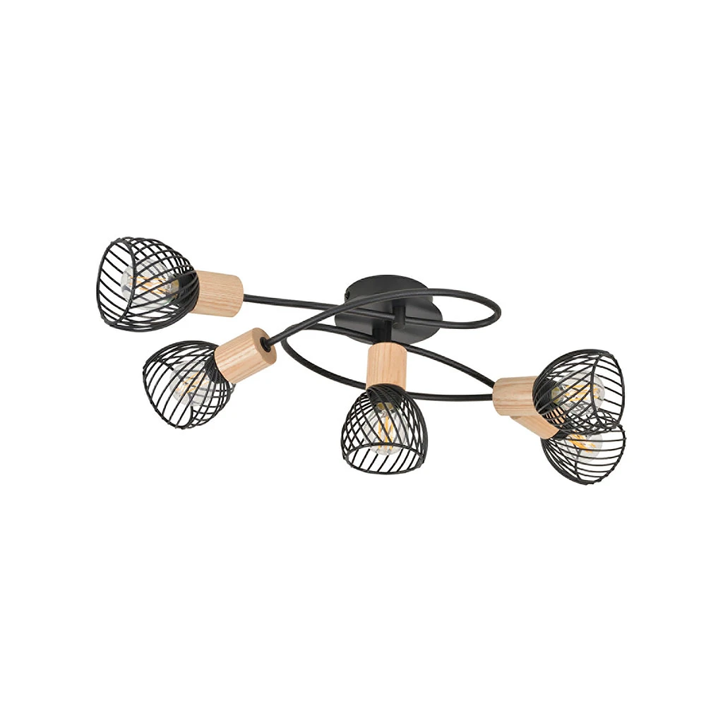 Corep Plafonnier 5 Lumières En Metal L67cm Mat Noir - Kento 1 Corep Plafonnier 5 Lumières En Metal L67cm Mat Noir - Kento