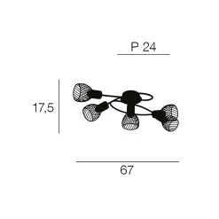 Corep Plafonnier 5 Lumières En Metal L67cm Mat Noir - Kento 6 Corep Plafonnier 5 Lumières En Metal L67cm Mat Noir - Kento -Market Set Shop 622568 FRN03 WEB