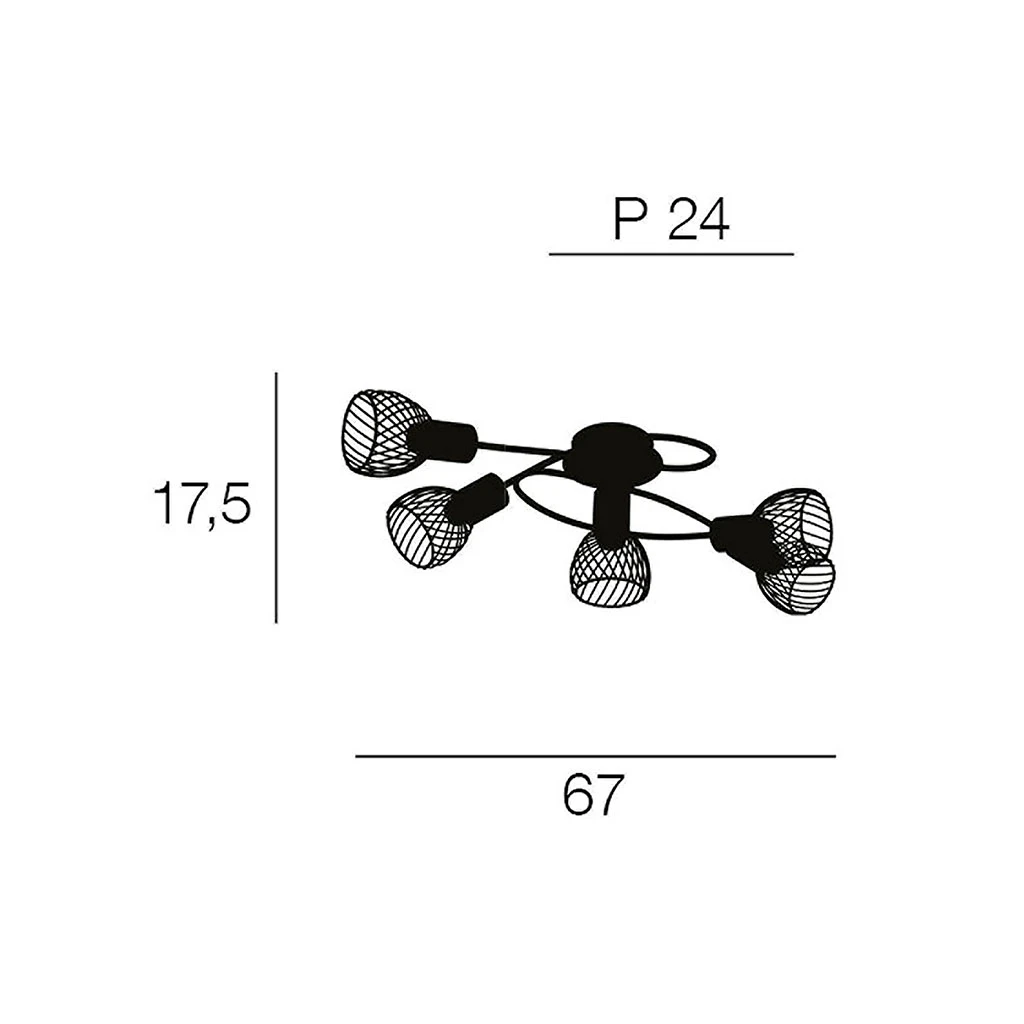 Corep Plafonnier 5 Lumières En Metal L67cm Mat Noir - Kento 3 Corep Plafonnier 5 Lumières En Metal L67cm Mat Noir - Kento – Image 3