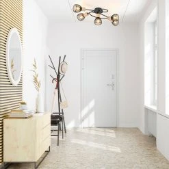 Corep Plafonnier 5 Lumières En Metal L67cm Mat Noir - Kento 7 Corep Plafonnier 5 Lumières En Metal L67cm Mat Noir - Kento -Market Set Shop 622568 FRN04 WEB