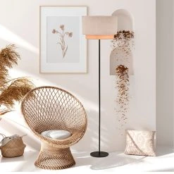 Corep Lampadaire En Metal Et Velours H160cm Sable - Boheme -Market Set Shop 622572 FRN04 WEB