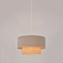 Corep Suspension En Raphia Et Velours D38cm Sable - Boheme -Market Set Shop 622583 FRN02 WEB