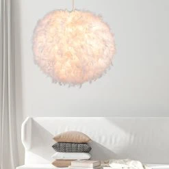 Corep Suspension Boule En Plumes Blanc D70cm Blanc - Kokot -Market Set Shop 622608 FRN04 WEB