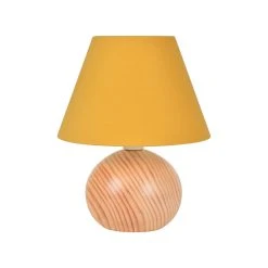 Corep Lampe En Bois Et Coton H24cm Moutarde - Rondo