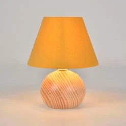 Corep Lampe En Bois Et Coton H24cm Moutarde - Rondo -Market Set Shop 622625 FRN02 WEB