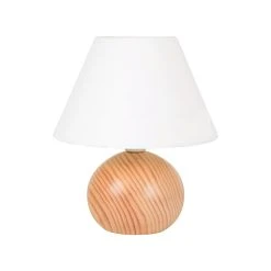 Corep Lampe En Bois Et Coton H24cm Blanc - Rondo