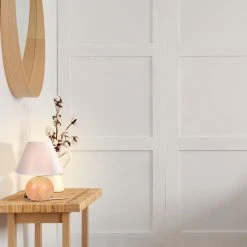 Corep Lampe En Bois Et Coton H24cm Blanc - Rondo -Market Set Shop 622626 FRN04 WEB